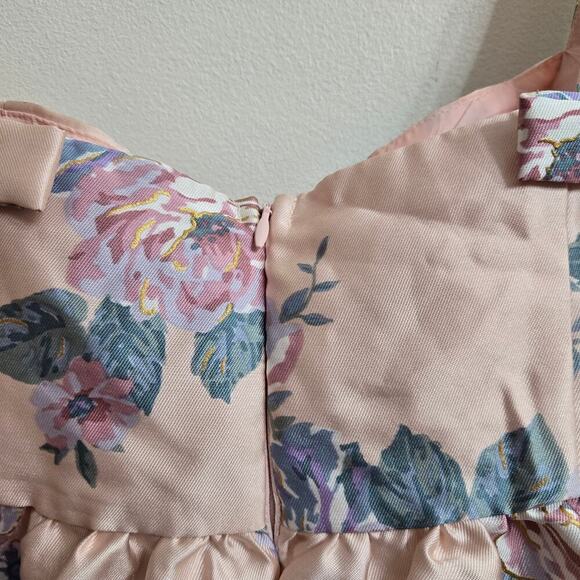 NWOT Lulus Floral Pink Floral Mini Babydoll Dress Sz M Bows Coquette Regency - Picture 6 of 12
